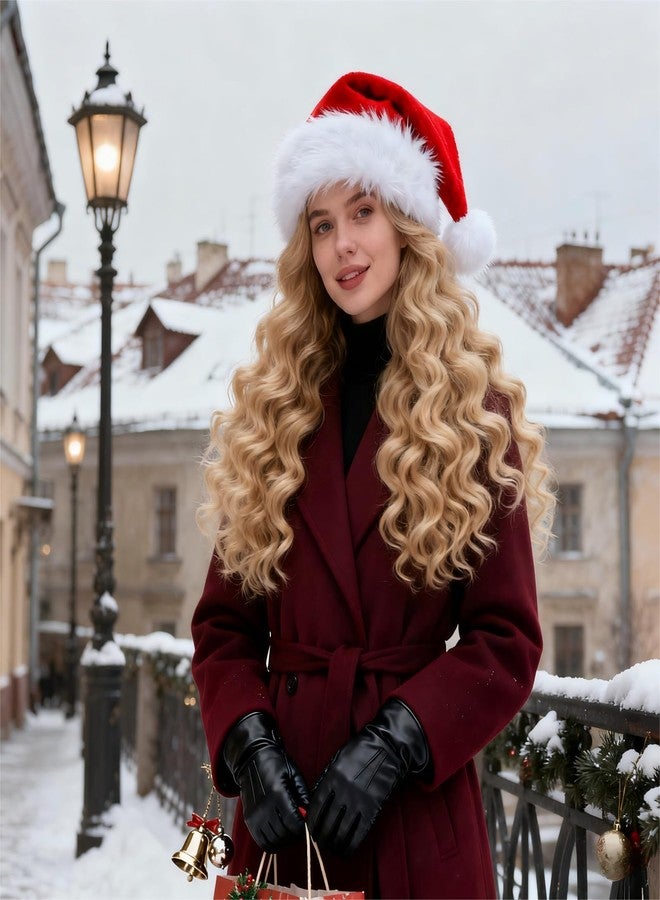 TCJJ Christmas Hats for Adult, Santa Hat Unisex Holiday Red Velvet Double Layer Comfort Xmas Hat for New Year Festive Party - Image 5